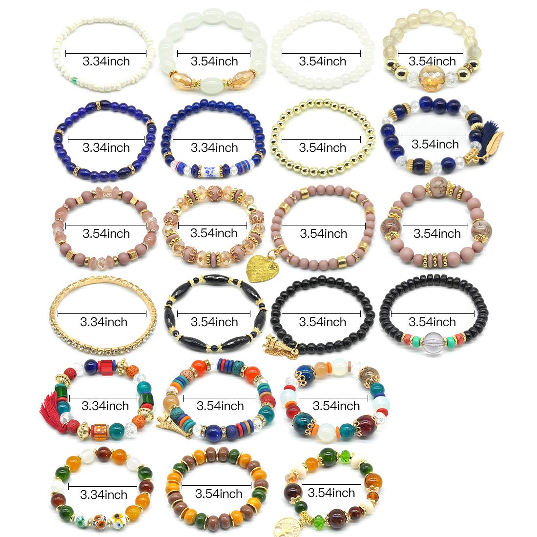 Bohemian Bracelet Sets for Women 6 Sets Stackable Stretch Multi-color Boho Hippie Dainty Jewelry Best Friend Gift (Bead bracelet set for women)