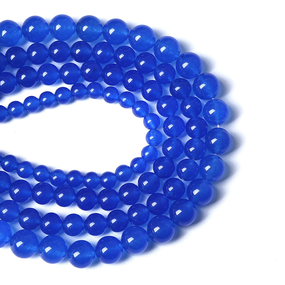 160PCS 4MM Deep Blue Chalcedony Natural Stone Loose Beads for Jewelry Making DIY Bracelet