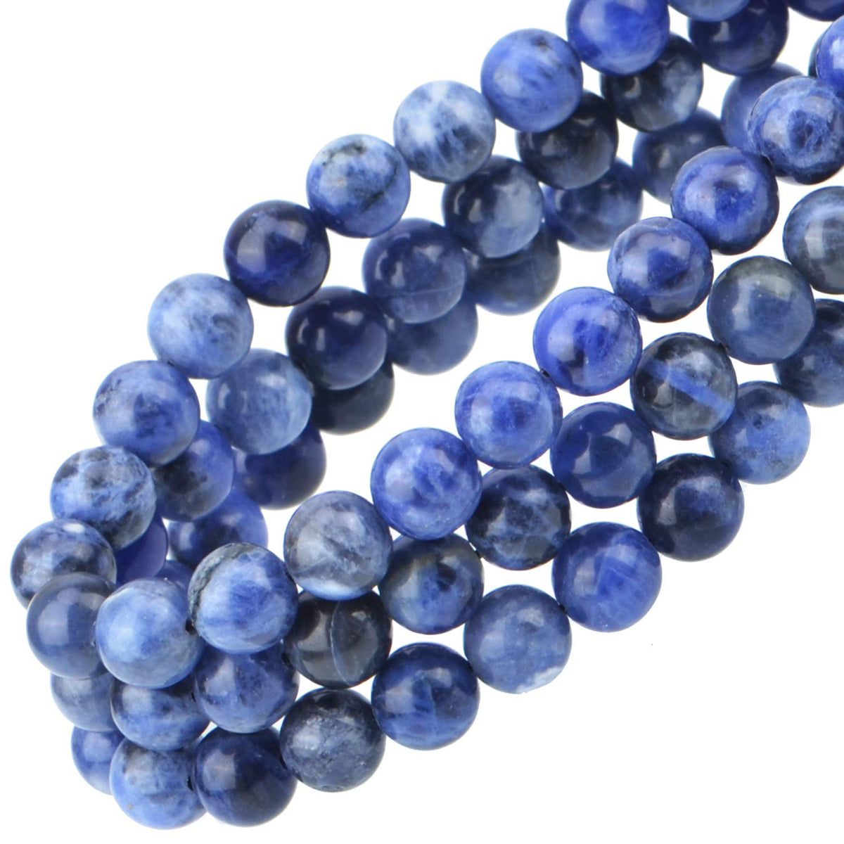 80Pcs Natural Crystal Beads Stone Gemstone Round Loose Energy Healing Beads with Free Crystal Stretch Cord for Jewelry Making (Blue Sodalite, 10mm)