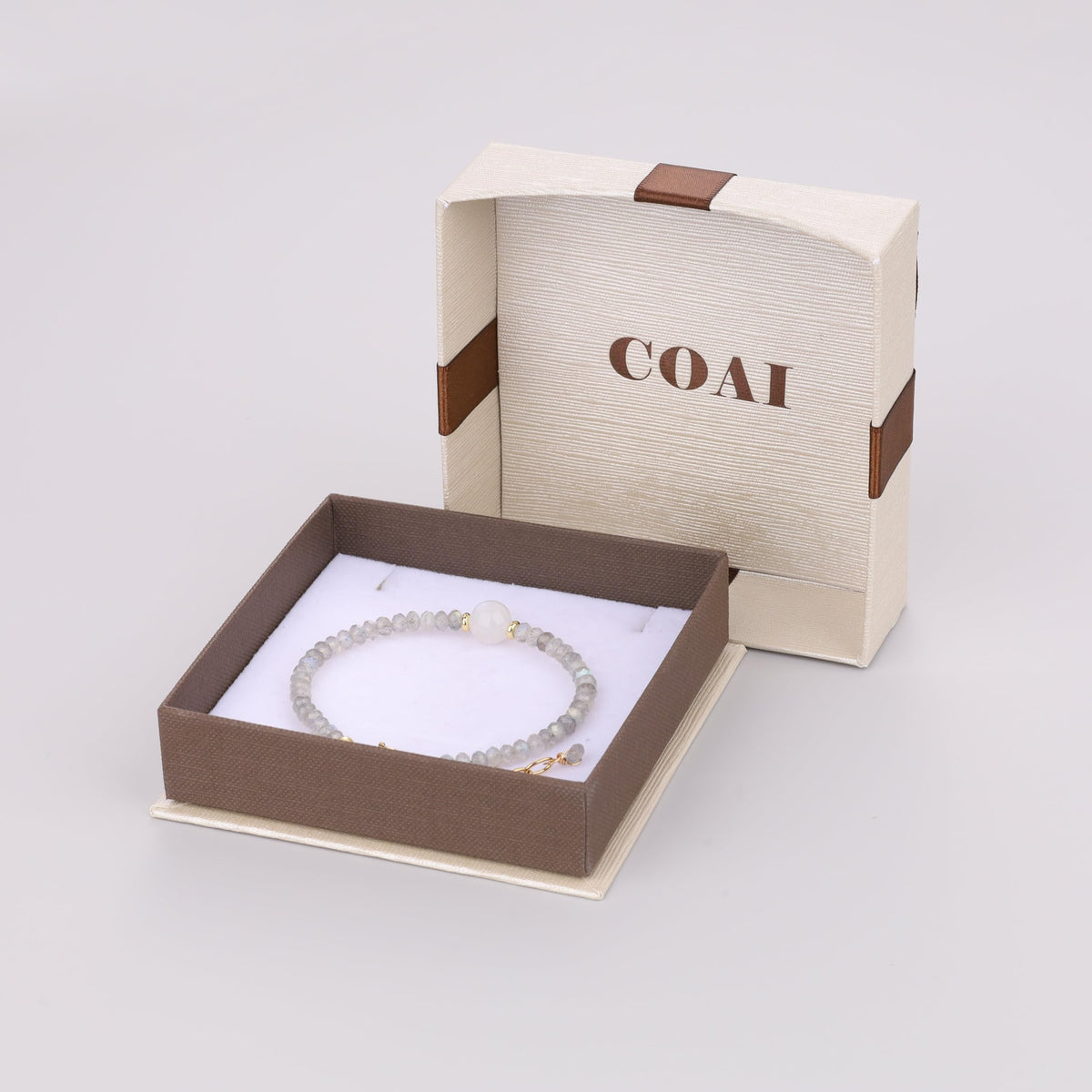 COAI Labradorite Bracelet Moonstone Bracelet Stone Beaded Bracelet for Women