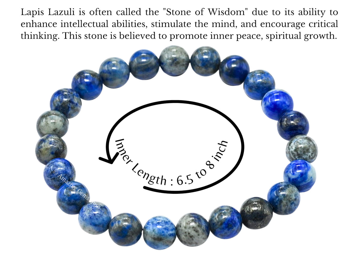 Amazing Gemstone Crystal Bracelet for Women Men's Gifts - Protection Healing Crystal Bracelet - 8mm Gemstone Beaded Stretchable Bracelet Pulseras Para Hombres Mujer Stocking Stuffers Mothers Day Gift (Lapis Lazuli)