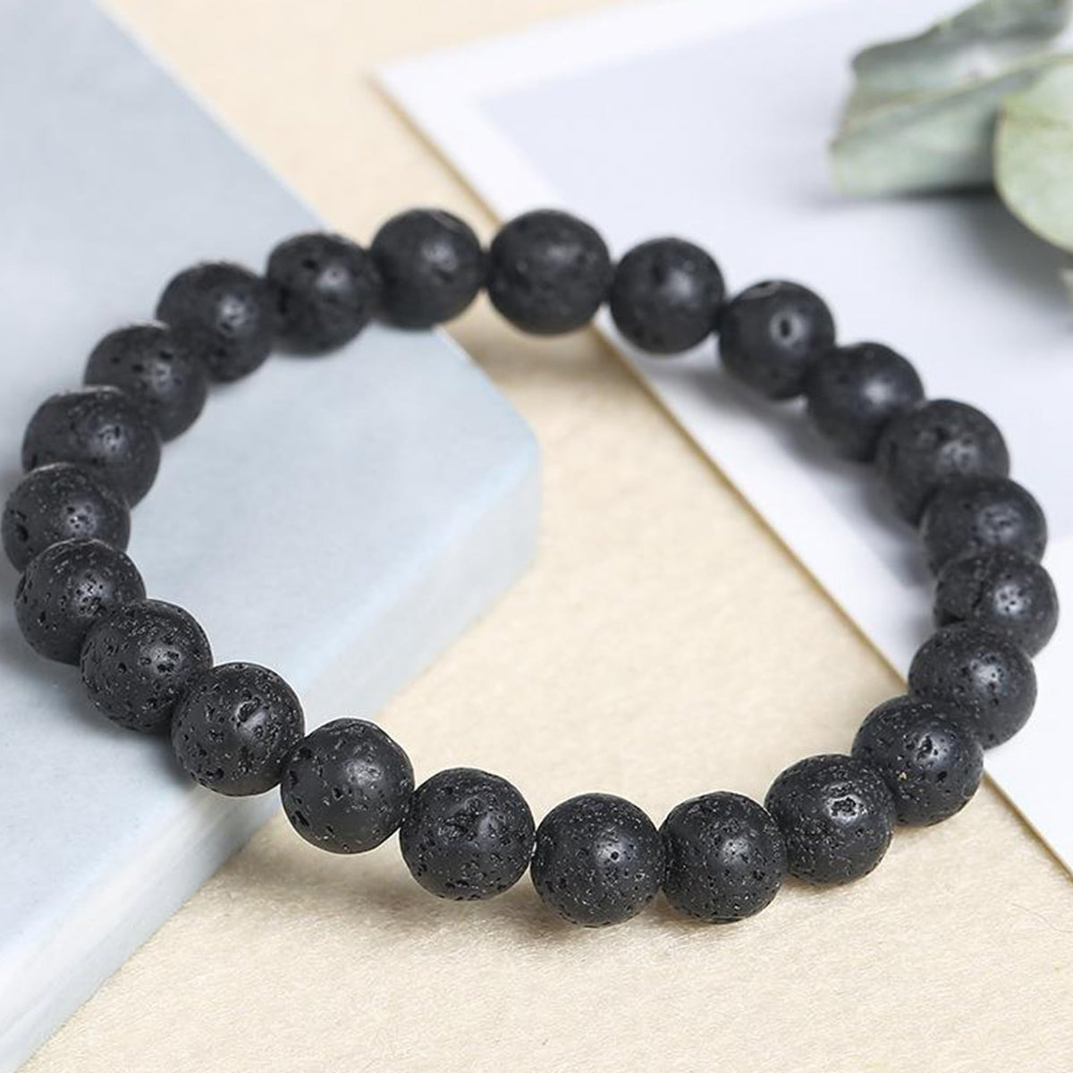 Cryhand Handmade 8mm Beaded Bracelets For Men Protection Bracelet For Women Chakra Feng Shui Stretchy Handmade Lucky Money Stretchy Crystal Bracelets Best Gifts (Lava 1PCS)