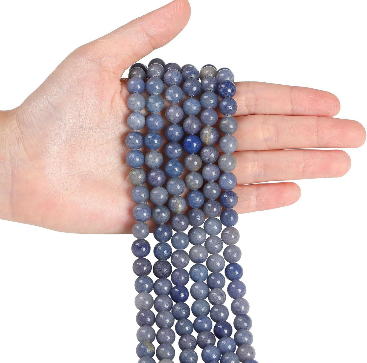 LAIDANLA Blue Aventurine 8mm Natural Stone Beads Round Loose Gemstone Stone Beads for DIY Bracelet Necklace Earrings Jewelry Making Polishing Genuine Real Beading Crystal 96PCS 2 Strand 32"