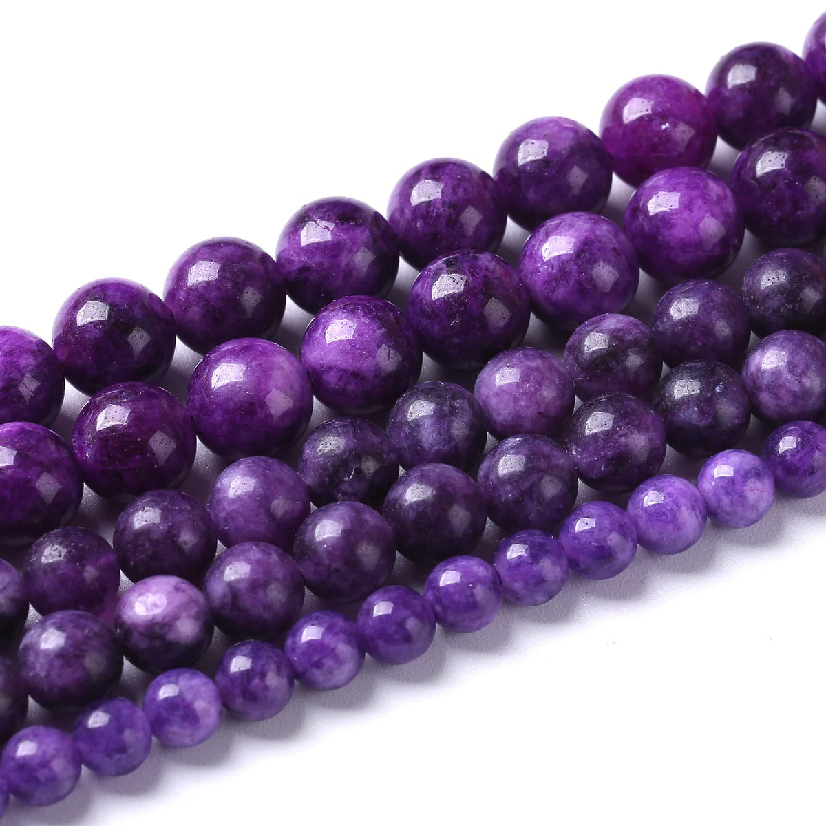 10mm 36pcs Natural Purple Lepidolite Jade Stone Beads for Jewelry Making DIY Bracelet Necklace Accessories Crystal Energy Healing Power Stone Beads (Charoite Jade, 10mm)