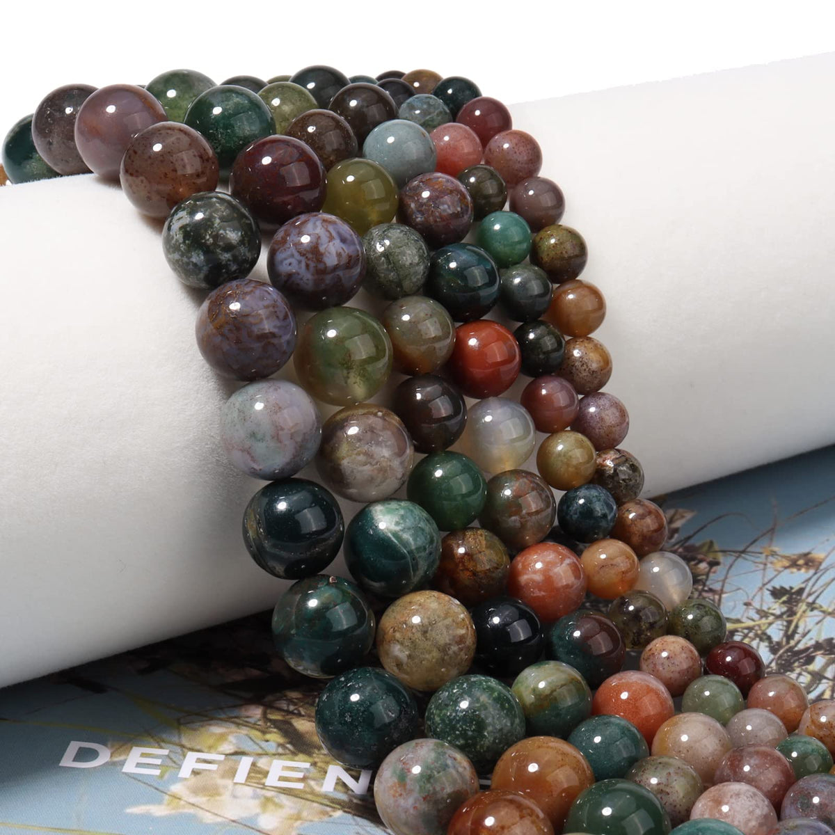 60pcs 6mm Natural Stone Beads Indian Agate Beads Energy Crystal Healing Power Gemstone for Jewelry Making, DIY Bracelet Necklace