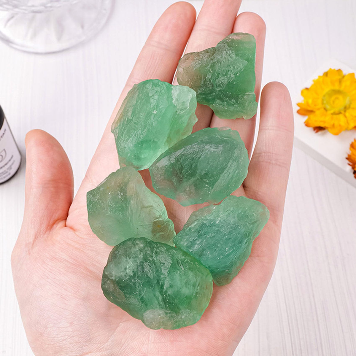 Light Green Fluorite Raw Crystals Healing Crystals Natural Rough Stones 1.2-2" for Tumbling, Fountain Rocks, Yoga, Meditation, Polishin, Gift 27