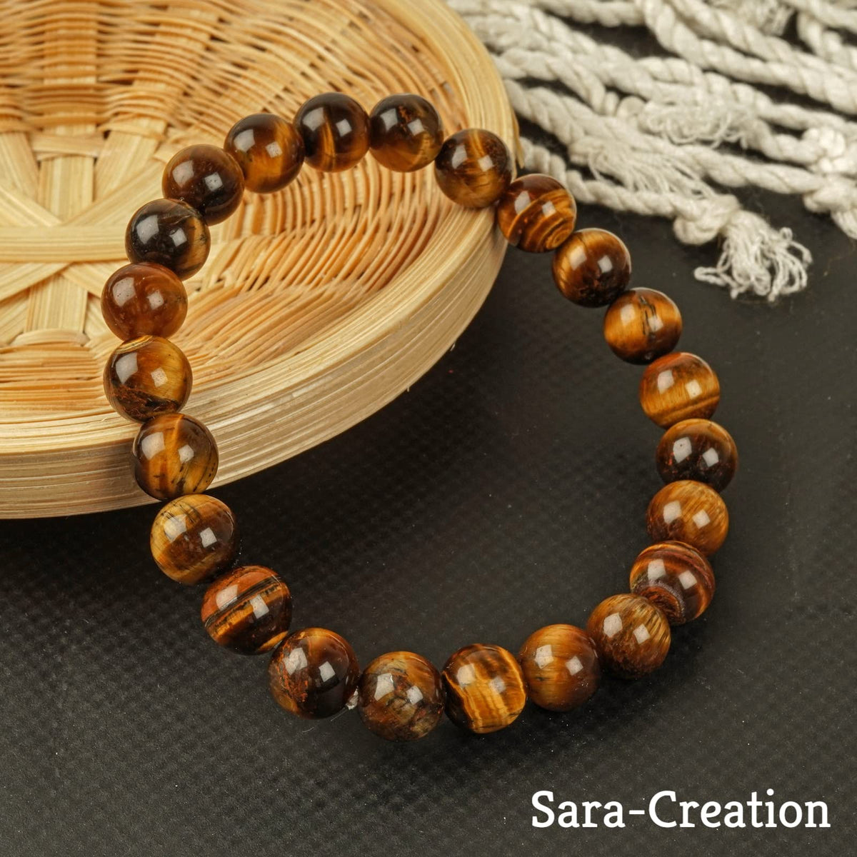 sara creation Triple Protection Bracelets -Tiger Eye - Hematite - Black Obsidian Adjustable Bead Stone Gemstone Bracelets - Healing For Girl Women Men