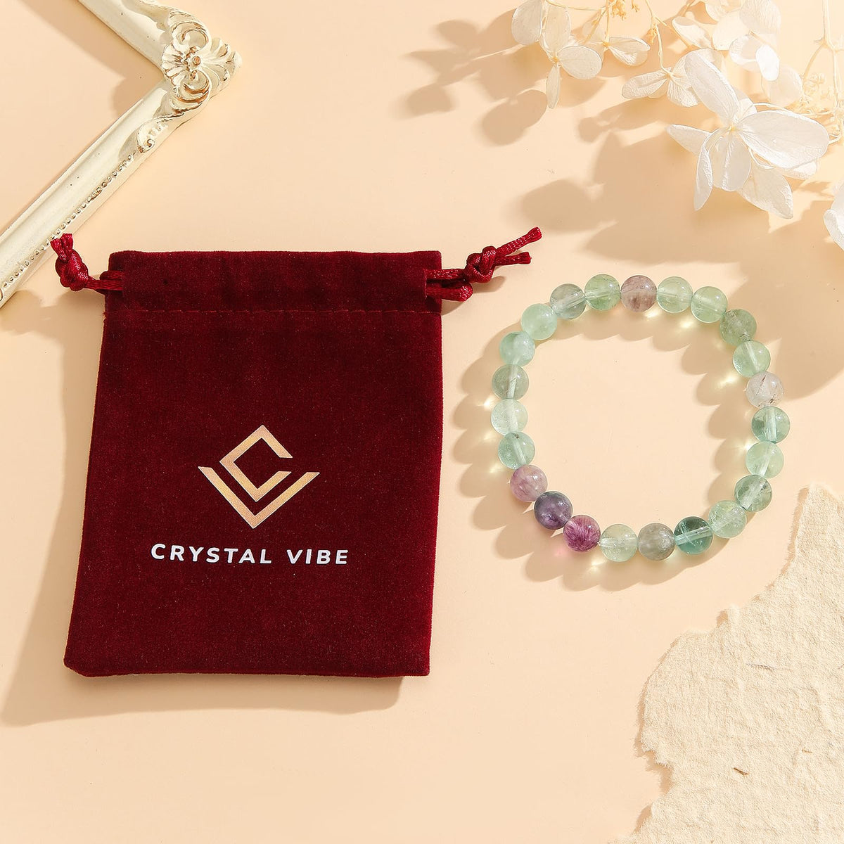 Crystal Vibe Clarity Bracelet – Fluorite Bracelet for Focus, Calmness & Aura Cleansing – Natural 8mm Healing Gemstone Beads Bracelet For Women Men
