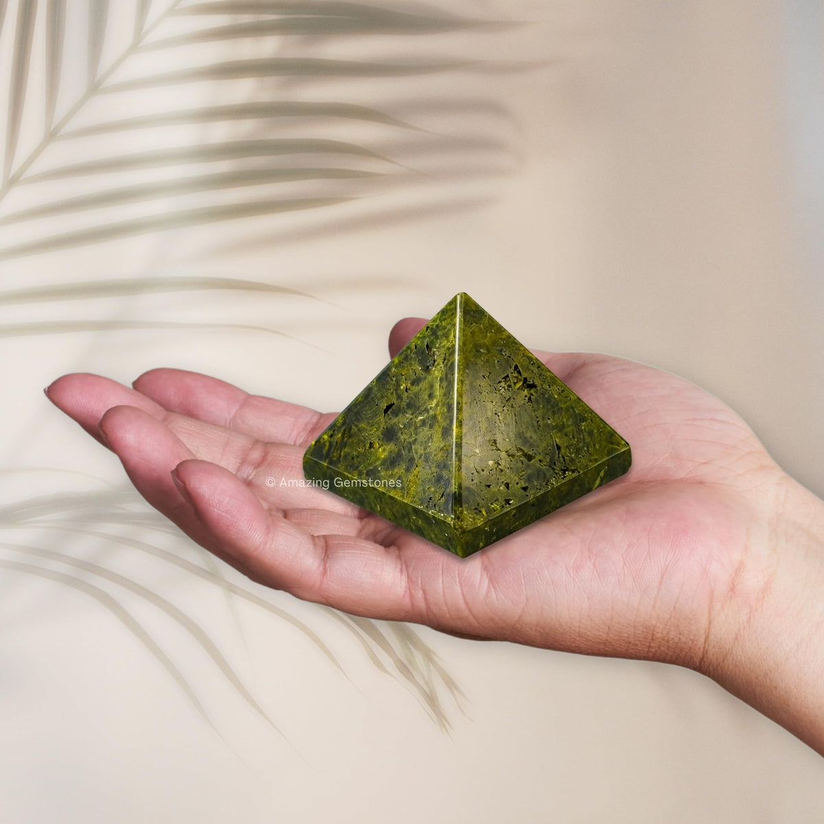 Amazing Gemstone Green Tourmaline in Matrix Pyramid Crystal Healing Stones - 1.5" Great Pyramid Figurine of Natural Stone Pyramid for Meditation, Reiki, Chakra Balancing and Crystal Pyramids Grid