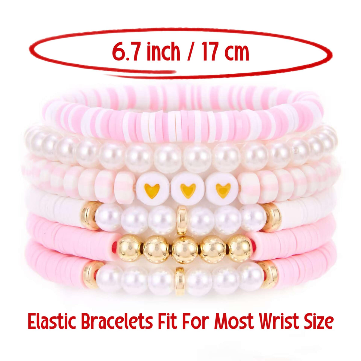 YEOSMINE Boho Heishi Clay Beaded Stretch Bracelets Stack For Women, Preppy Teens Friendship Gold Bracelets Cute Beach Surfer Accessories Bulk Set Trendy Fashion Jewelry