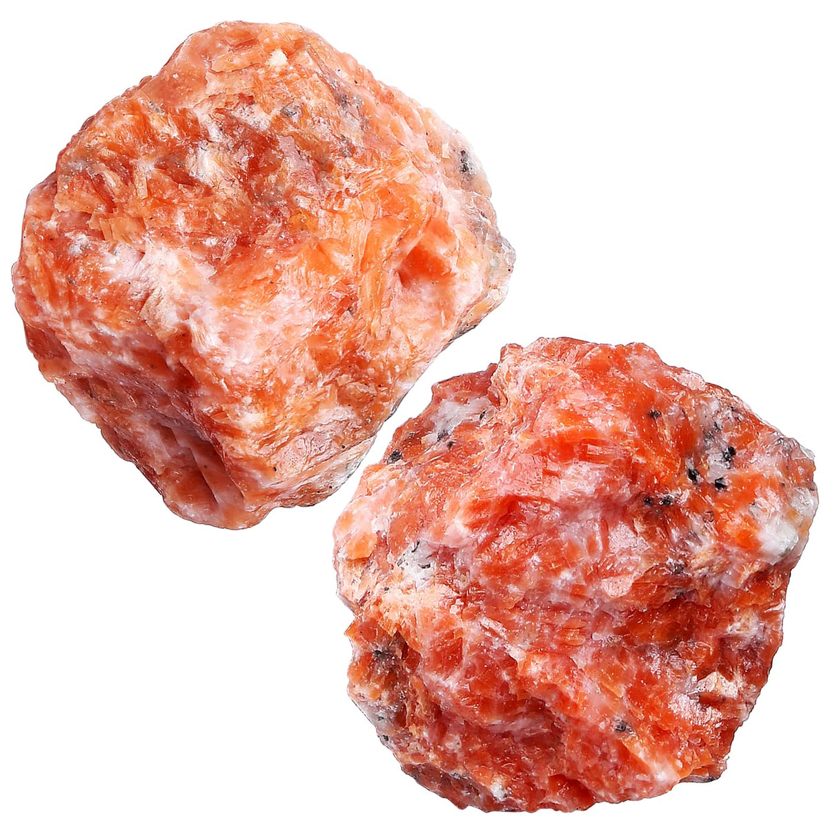 NUKAYAI 2 Pcs Sunstone 1.8-2.2" Large Raw Natural Crystals Healing Stones Rough Crystal Rock for Polishing Cabbing DIY Wrapping Decoration Wicca & Reiki Wire Sunstone Rocks Gfits