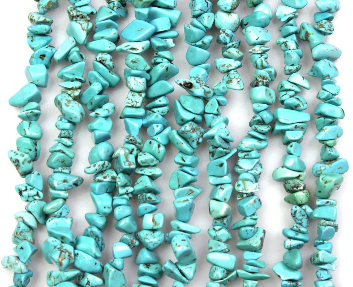 HAAMIIQII 5-8mm Blue Turquoise Chips Beads Irregular Chip Stones Loose Gemstone Beads for Jewelry Making Strand 30 Inch