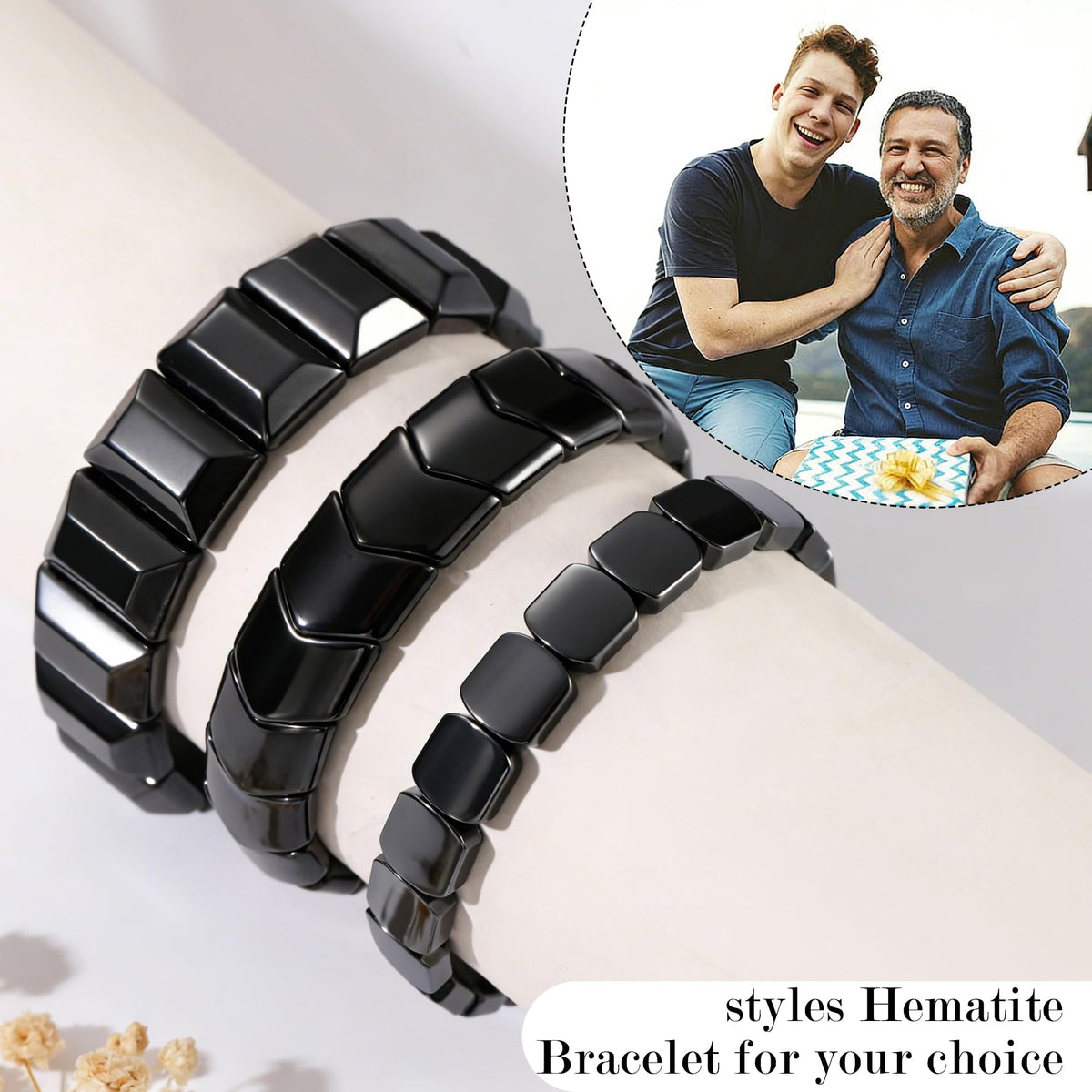 DONYUDE Unique Fathers Day Bracelet Gifts Hematite Bracelet for Men Heavy Arrowhead Hematite Bracelets for Dad Grandpa Reignites Masculine Energy Birthday Gift for Men Crystal Jewelry
