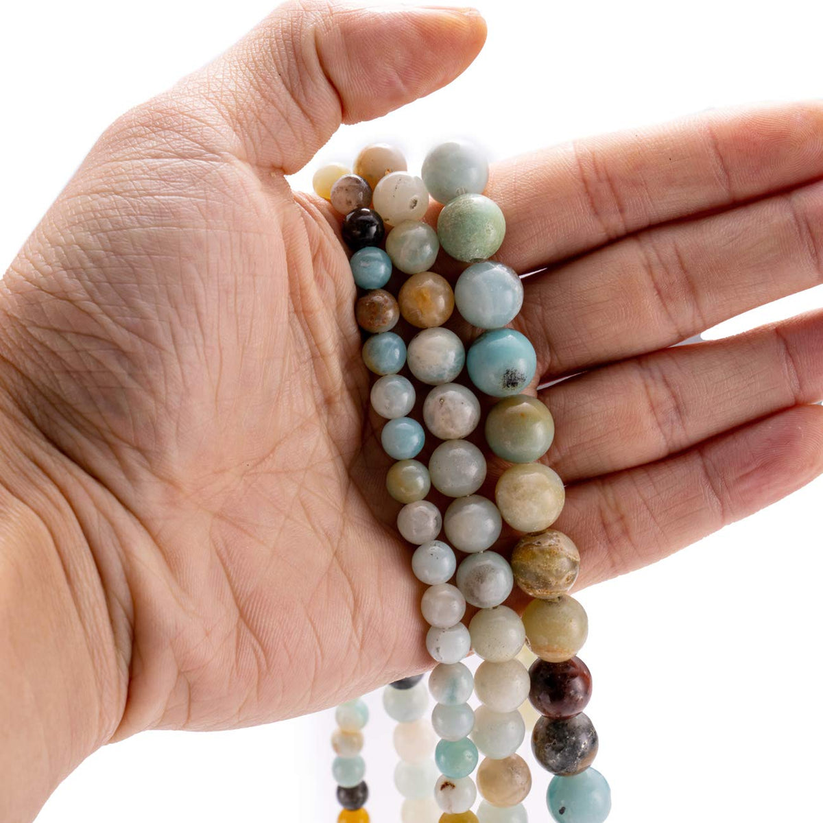 BEADIA Natural Amazonite Jade Stone Round Loose Semi Gemstone Beads for Jewelry Making 6MM 61PCS