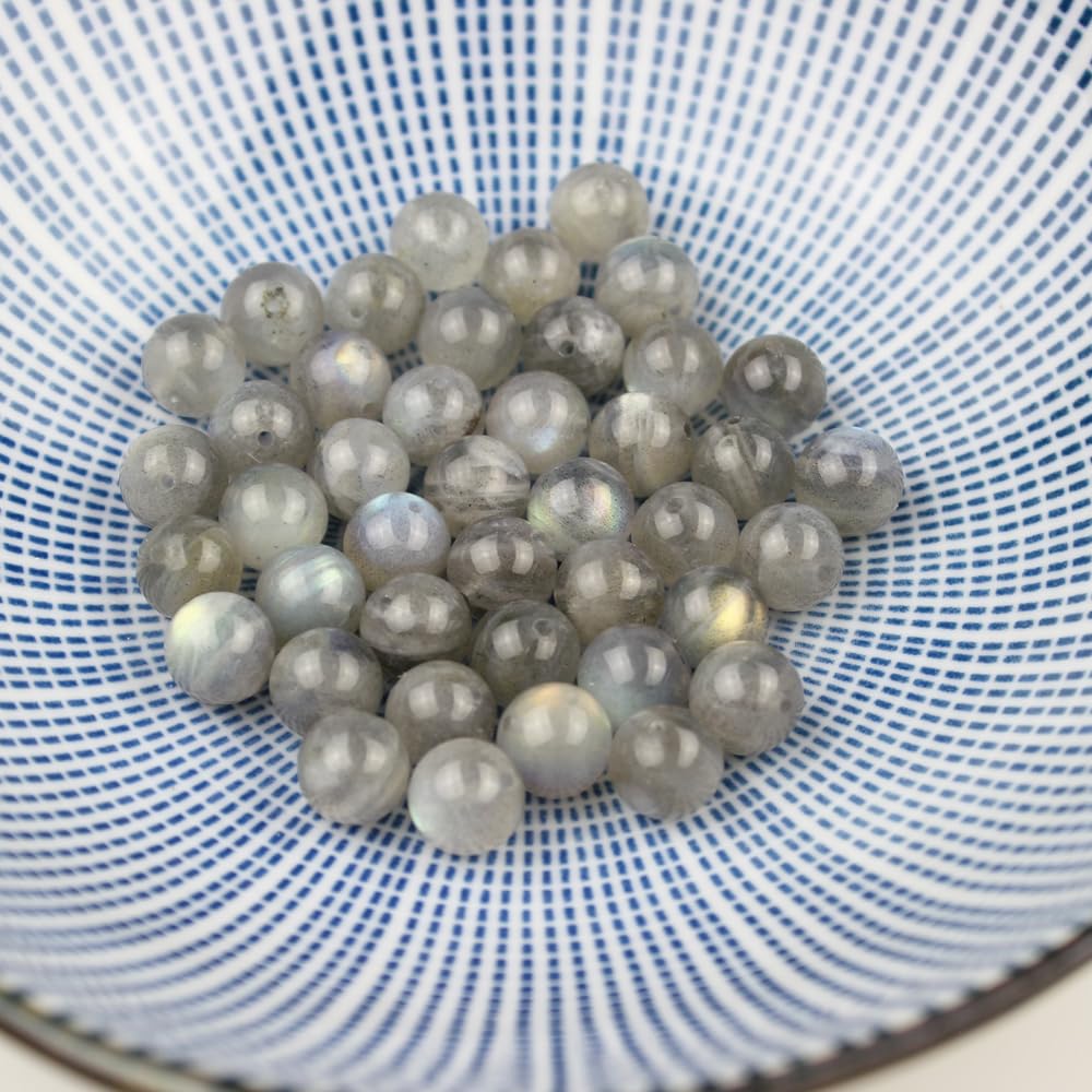 MJDCB Natural Round Stone Beads 4mm Labradorite Loose Gemstone Beads for Jewelry Making Bracelet Necklace 85pcs