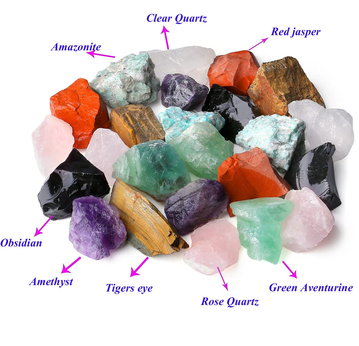 8PCS Chakra Natural Healing Crystals Bulk Raw Rough Stones Sets for Cabbing,Tumbling,Cutting,Lapidary,Polishing,Reiki Crytsal Healing,Wire Wrapping,Decoration