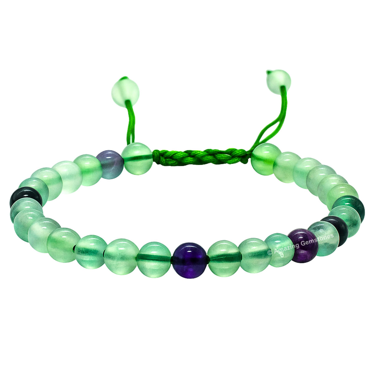 Amazing Gemstone Fluorite Bracelet, Gifts For Men & Women - Protection Healing Crystal Bracelet - 6mm Gemstone Beaded Adjustable Bracelet, Pulseras Para Hombres Mujer Stocking Stuffers