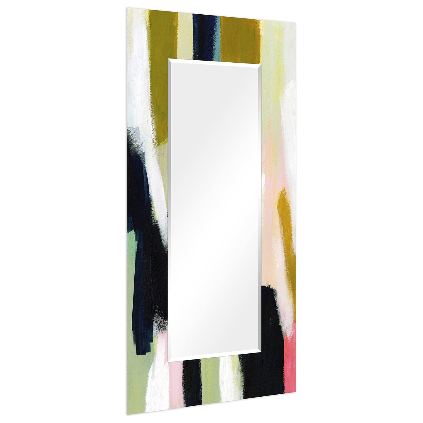 Empire Art Direct Rectangular Beveled Wall Mirror on Multicolor Abstract Printed Temped Glass, Vanity, Bathroom Mirror, Ready to Hang
