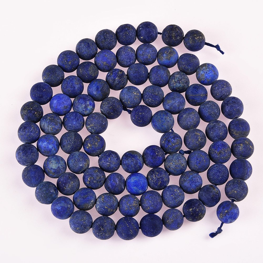 PLTbeads Natural Gemstone Loose Beads Matte Approxi 15.5 inch DIY Bracelet Necklace for Jewelry Making (6mm, Matte Lapis Lazuli)