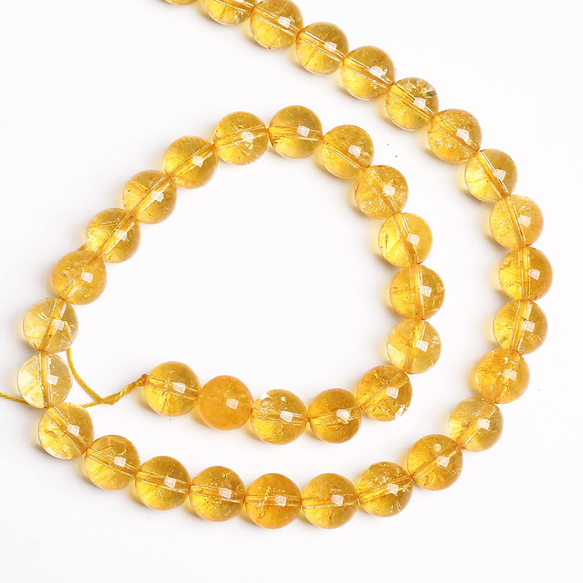 4MM 86PCS Natural Citrine Yellow Quartz Crystal Round Spacer Loose Beads for Jewelry Making 15 inches DIY Bracelet Necklace