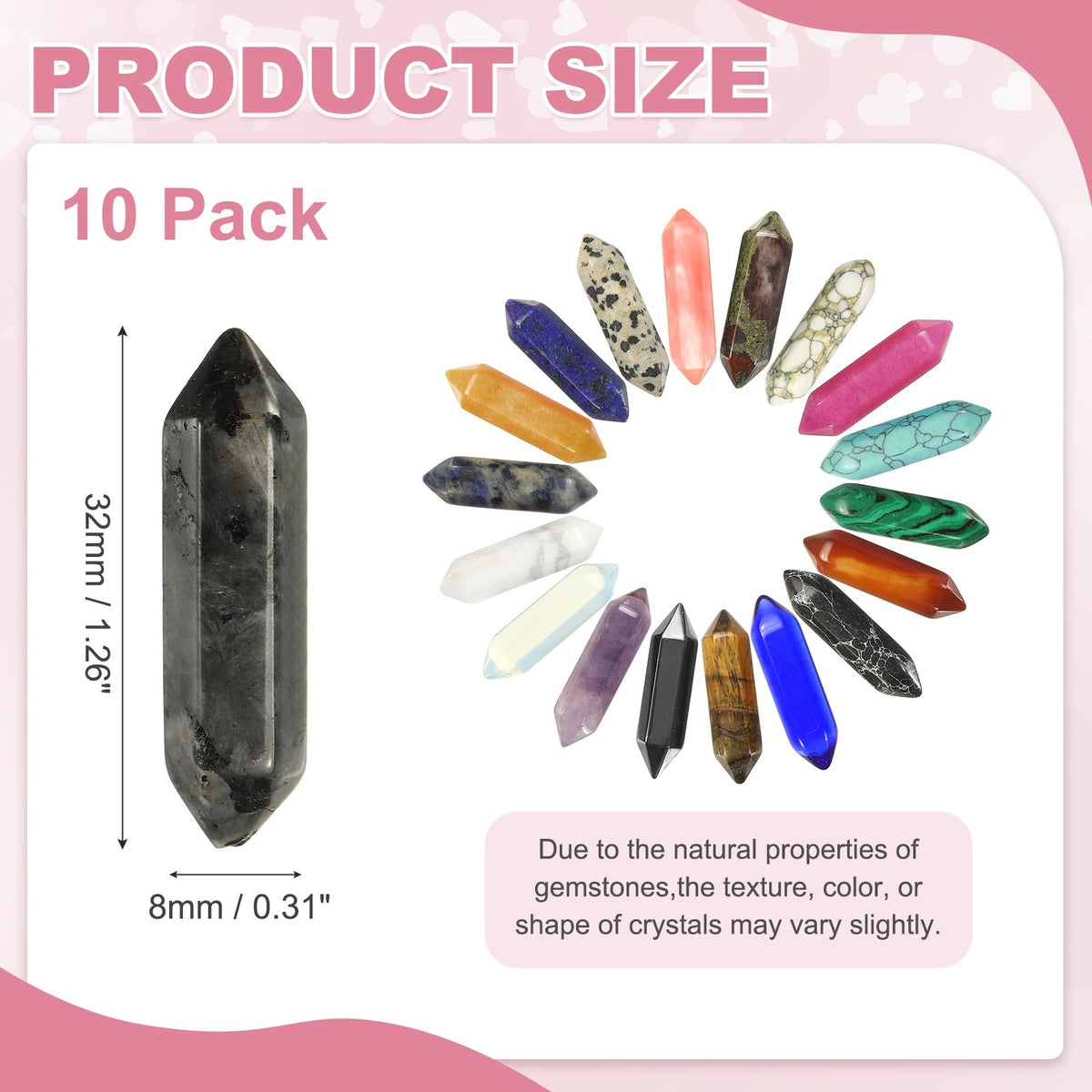 MECCANIXITY 10 Pack Black Labradorite Quartz Crystals, Polished Crystals Bulk Hexagonal Shaped Meditation Gemstone for Jewelry Making Energy Balance Accessories Gifts