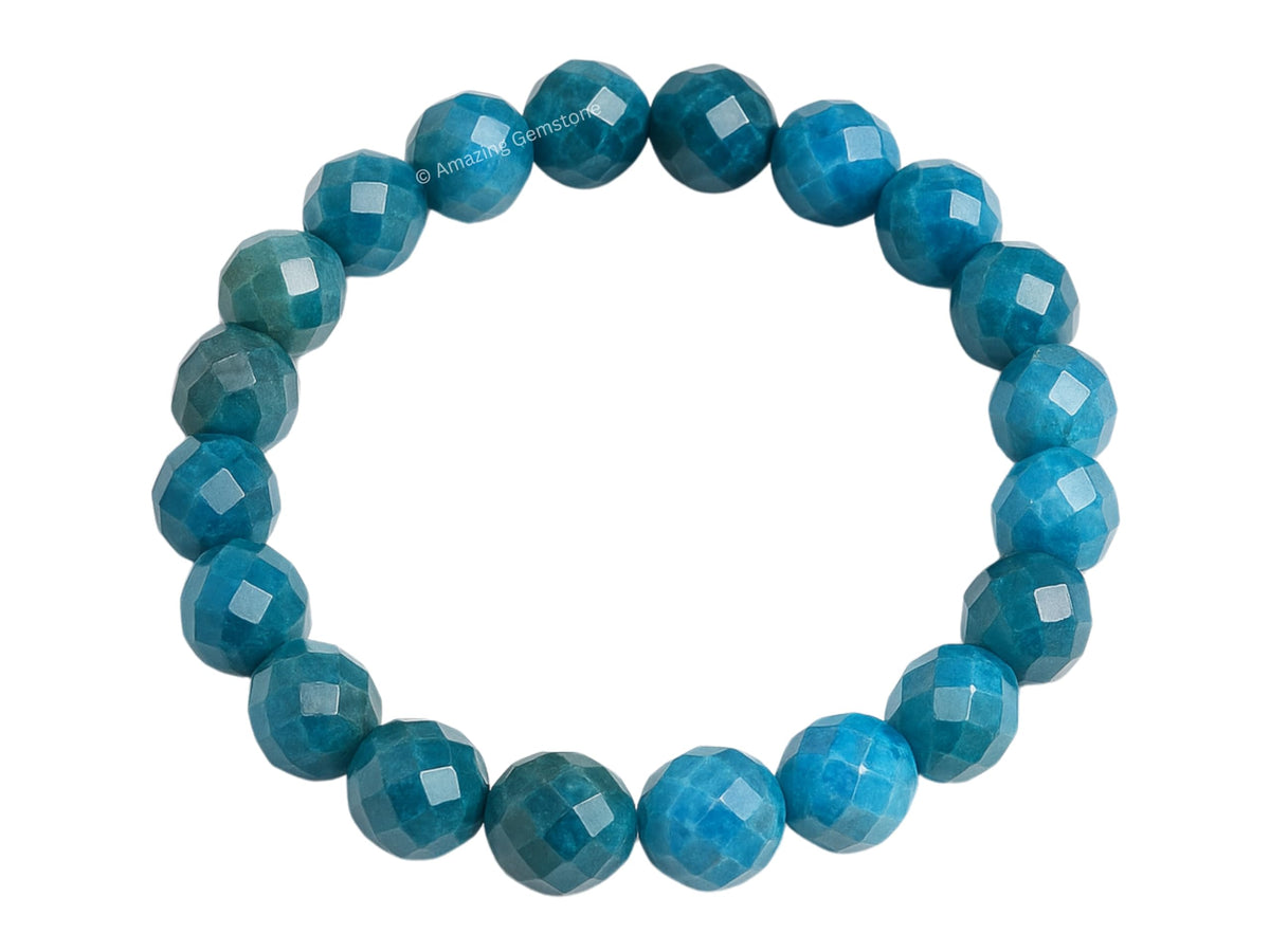Amazing Gemstone Apatite Bracelet for Women - Chakra Mens Bracelet Protection Crystals and Healing Stones - Faceted Beaded Blessing Bracelet Spiritual Meditation Gift Christmas Stocking Stuffers