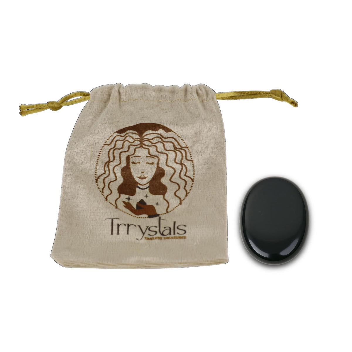 TRRYSTALS Natural Black Obsidian Zibu Coin | Engraved Gemstone Coin for Meditation & Décor | Small Polished Stone Collectible Token For Good Luck