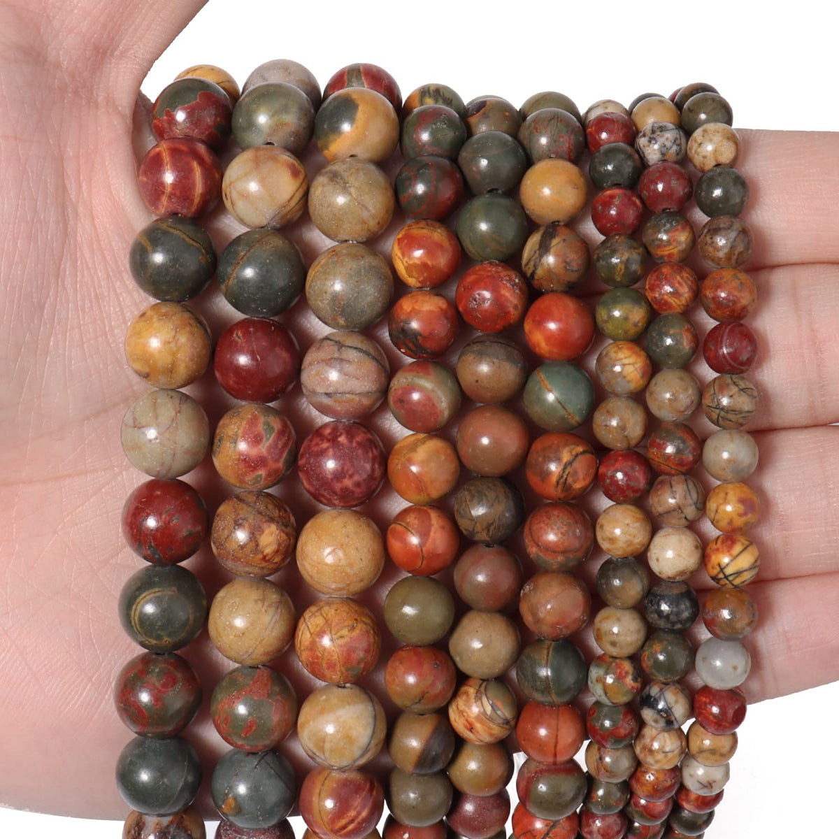 60pcs 6mm Natural Stone Beads Picasso Jasper Beads Energy Crystal Healing Power Gemstone for Jewelry Making, DIY Bracelet Necklace