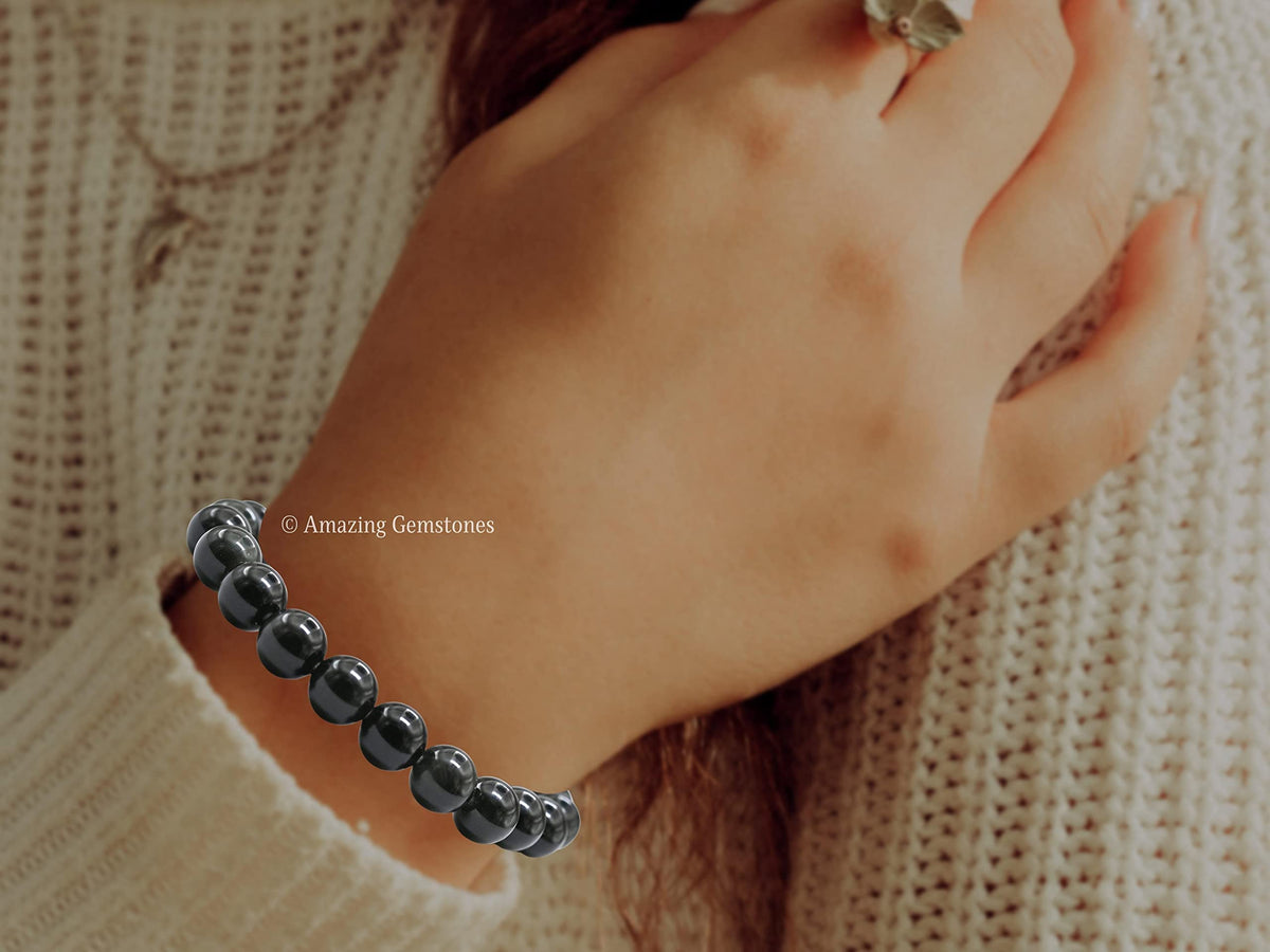 Amazing Gemstone Crystal Bracelet for Women Men's Gifts - Protection Healing Crystal Bracelet - 8mm Gemstone Beaded Stretchable Bracelet Pulseras Para Hombres Mujer Stocking Stuffers Mothers Day Gift (Silver Sheen Obsidian)