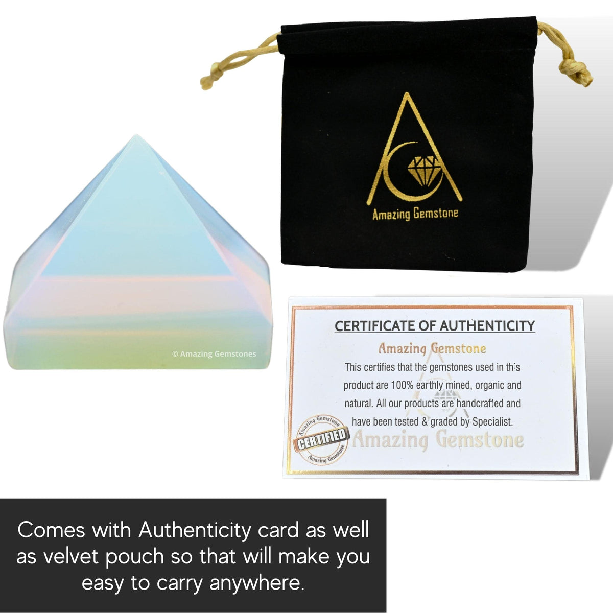 Amazing Gemstone Opalite Pyramid Crystal Healing Stones - 1" Great Pyramid Figurine of Natural Stone Pyramid for Meditation, Reiki, Chakra Balancing and Crystal Pyramids Grid