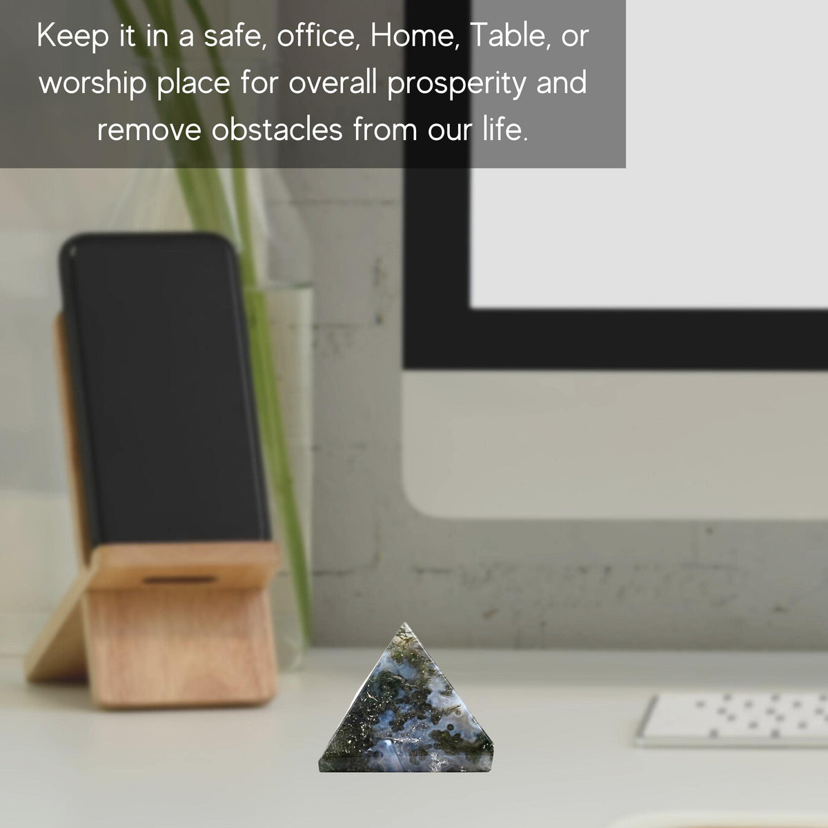 Amazing Gemstone Moss Agate Pyramid Crystal Healing Stones - 1" Great Pyramid Figurine of Natural Stone Pyramid for Meditation, Reiki, Chakra Balancing and Crystal Pyramids Grid