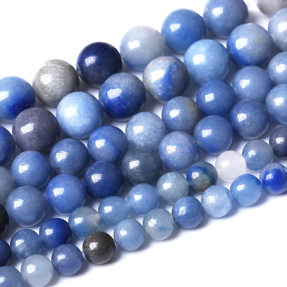 32PCS 12MM Natural Blue Aventurine Beads Round Loose Stone Beads for Jewelry Making DIY Energy Stone Healing Power Bracelet 15"