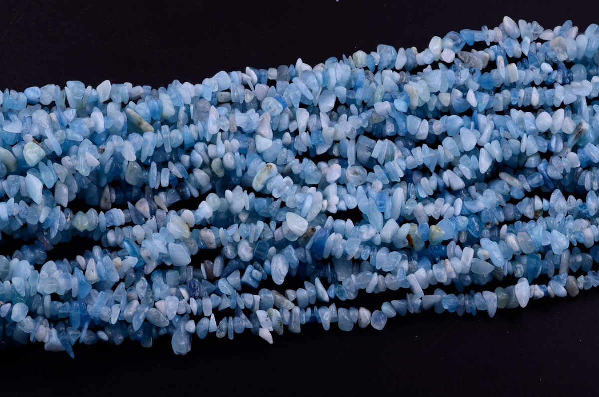 Natural Chip Stone Beads 5-8mm About 400 Pieces Irregular Gemstones Healing Crystal Loose Rocks Bead Hole Drilled DIY for Bracelet Jewelry Making Crafting (5-8mm, Aquamarine)