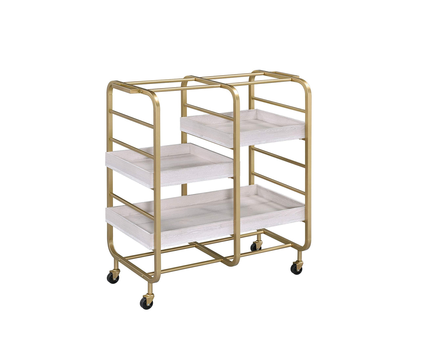 Gold & White Washed Finish Serving Cart
