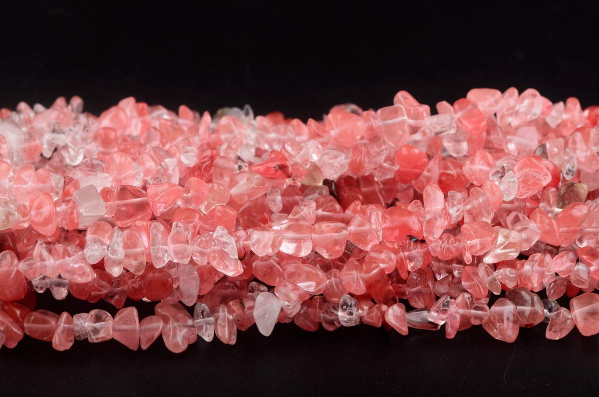 Natural Chip Stone Beads Watermelon Red 5-8mm About 400 Pieces Irregular Gemstones Healing Crystal Loose Rocks Bead Hole Drilled DIY for Bracelet Jewelry Making Crafting (5-8mm, Watermelon Red Stone)