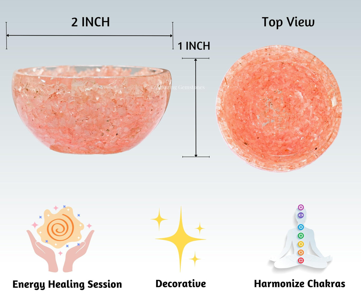 Amazing Gemstone Rose Quartz Orgonite Orgone Crystal Gemstone Bowl - 2" Orgonite Rose Quartz Crystal Bowl for Meditation, Crystals and Healing Stones Gift and Protection