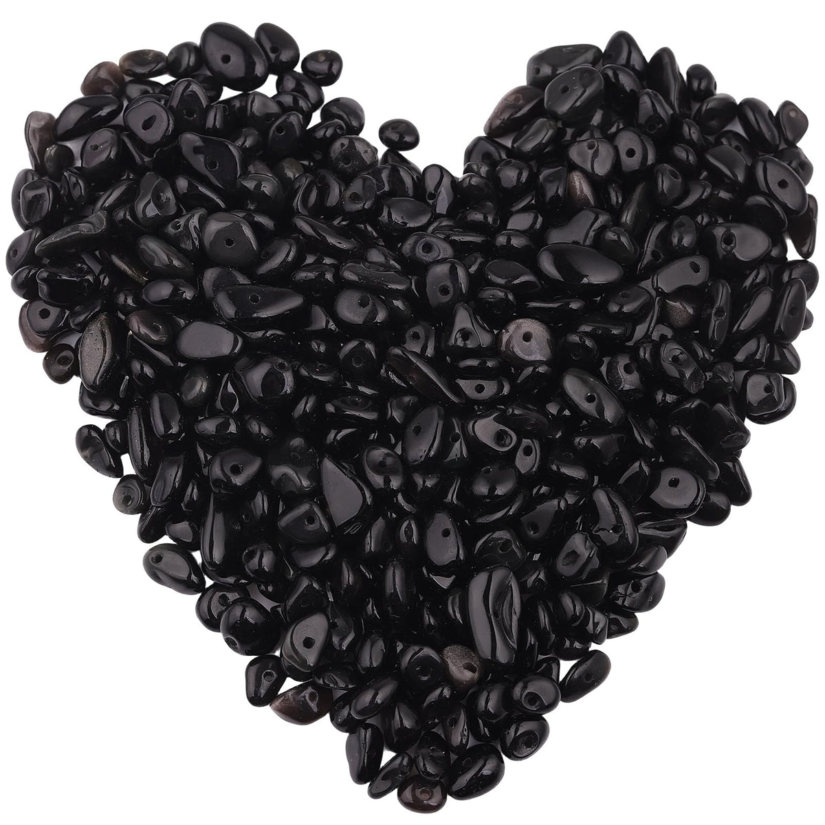 400pcs Natural Chip Stone Beads for Jewelry Making Obsidian 5-8mm Irregular Gemstones Healing Crystal Loose Rocks Bead Hole Drilled for Ring Earrings Necklace Bracelet Making DIY Art Crafts