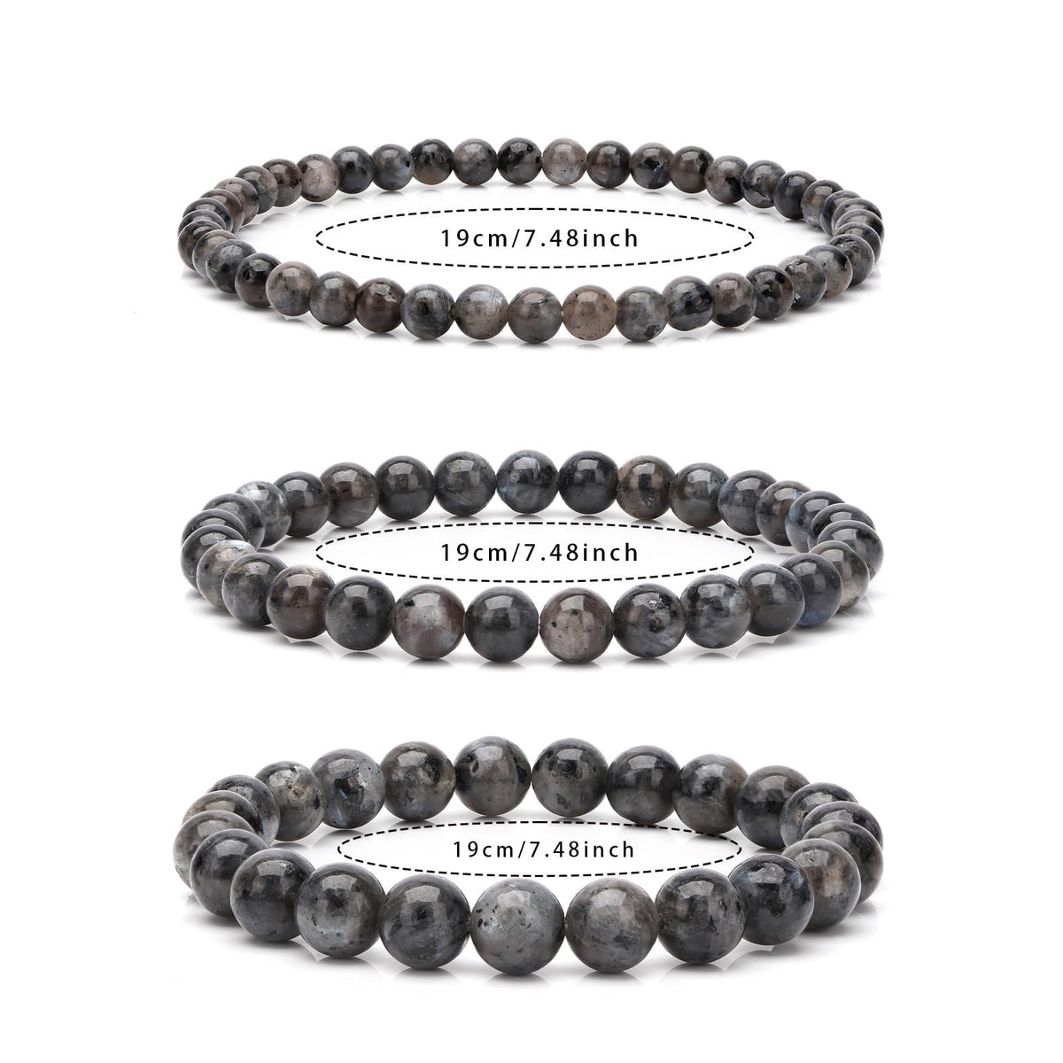 Risyfjew 4MM Handmade Labradorite Natural Gemstone Stretch Elastic Bracelet,PE Film Anti-oxidation Packaging Natural Stone Crystal Healing Power Energy Gifts for Adult