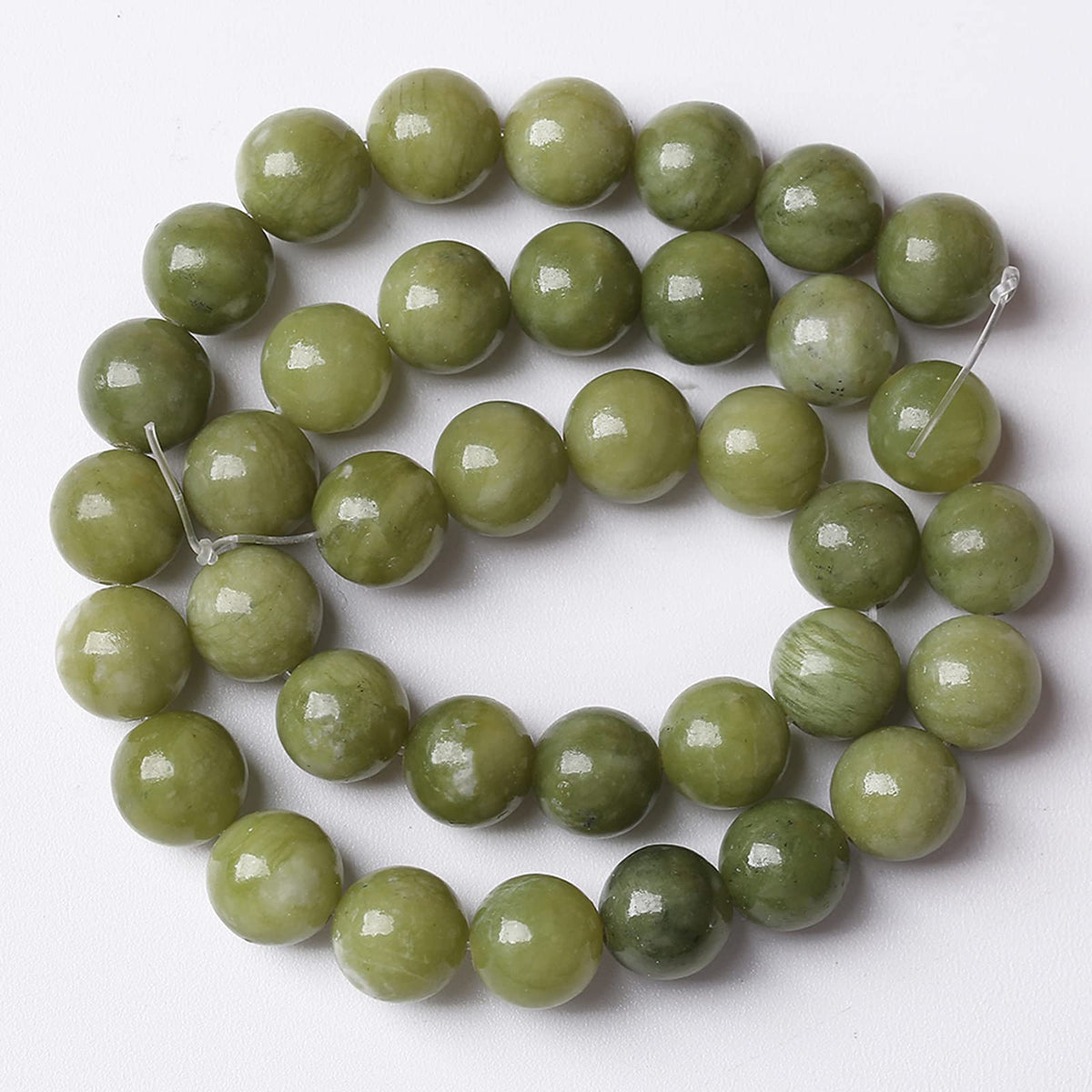 Natural Chinese Green Jade Beads Gemstone Round Loose Beads for Jewelry Making DIY Bracelet Necklace 8mm 45pcs 15" Inch