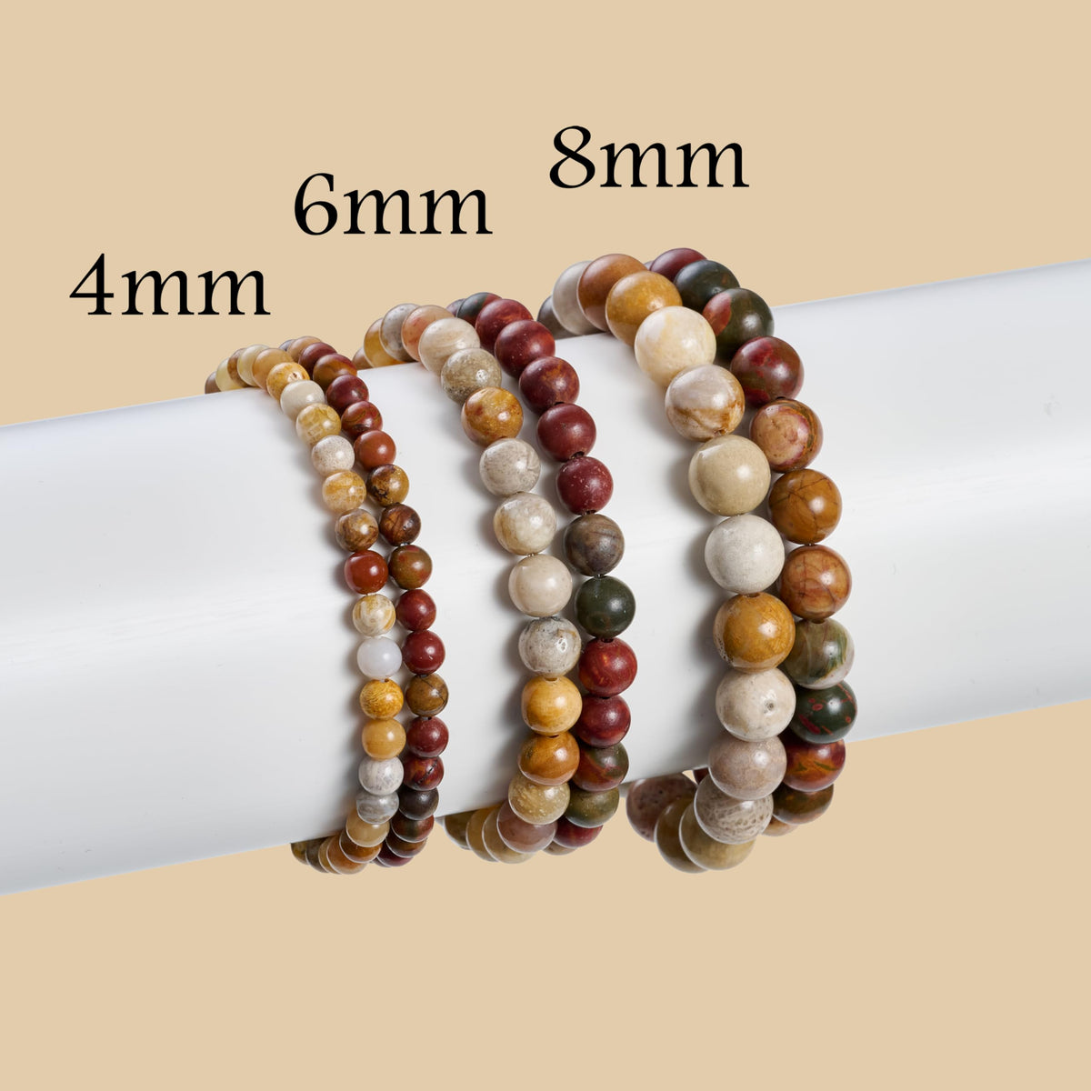 Bivei 2-Piece 8mm Beaded Bracelets for Women – Coral Jade, Picasso Jasper – Handmade Natural Crystal Stretch Elastic Jewelry for Meditation, Yoga, Protection Gifts