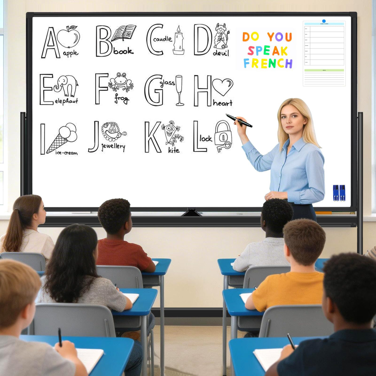 BSTPCOO Large Magnetic Dry Erase Board with Stand, Double Sided 60" x 48" Rolling Whiteboard on Wheels Portable Mobile Standing White Board for Office, School, Home