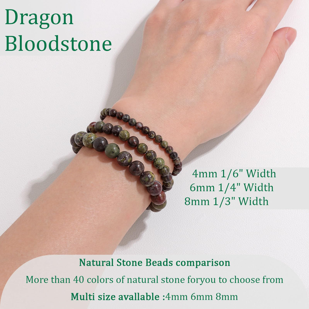 Vinswet Healing Crystal Bracelets for Women Men 4mm Dragon Bloodstone Natural Stone Beaded Stretch Bracelet Handmade Gemstone Reiki Spiritual Jewelry Gifts