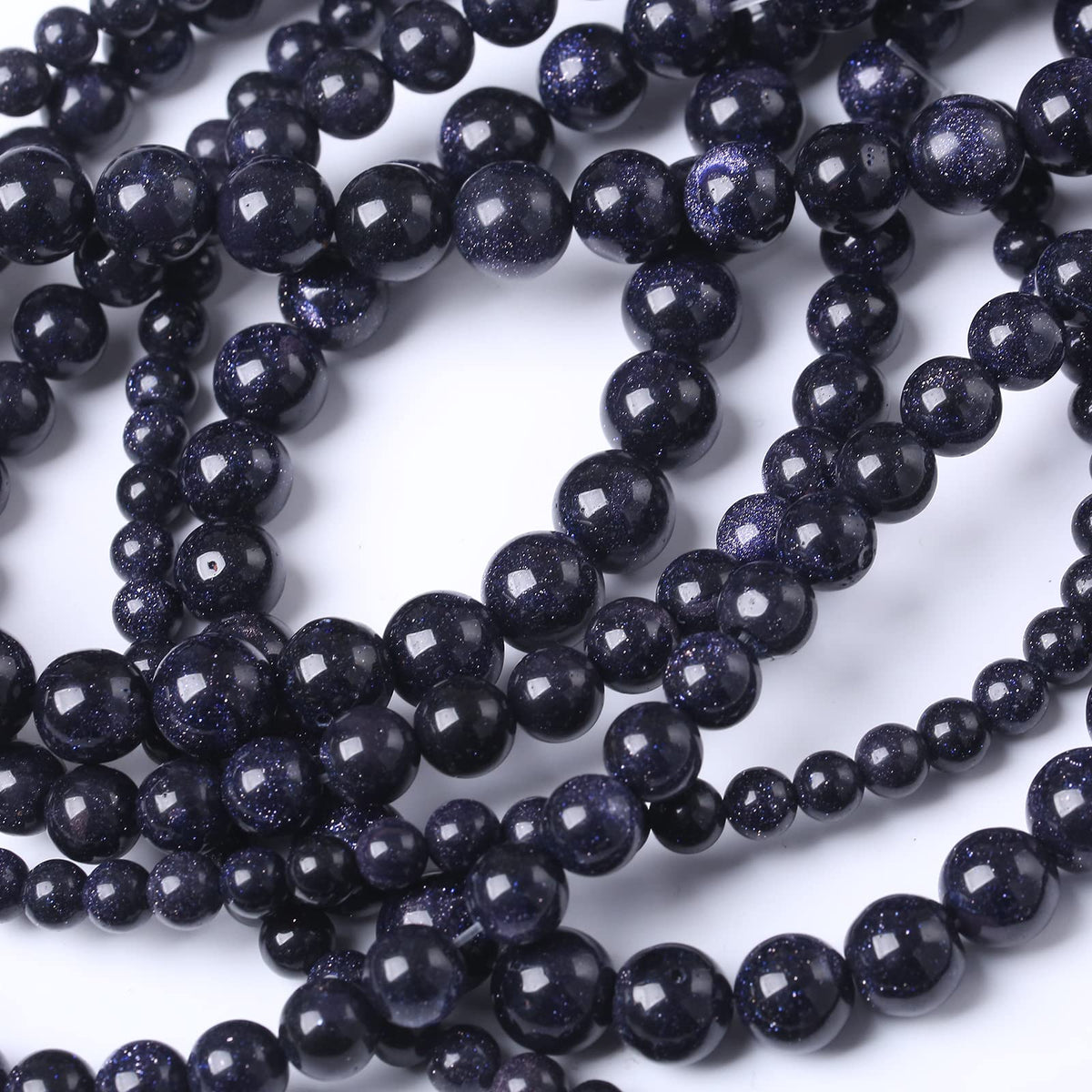 45PCS 8MM Natural Blue Sand Stone Beads Energy Healing Beads for DIY Jewelry Bracelet Necklace Making for Jewelry Making15Inch