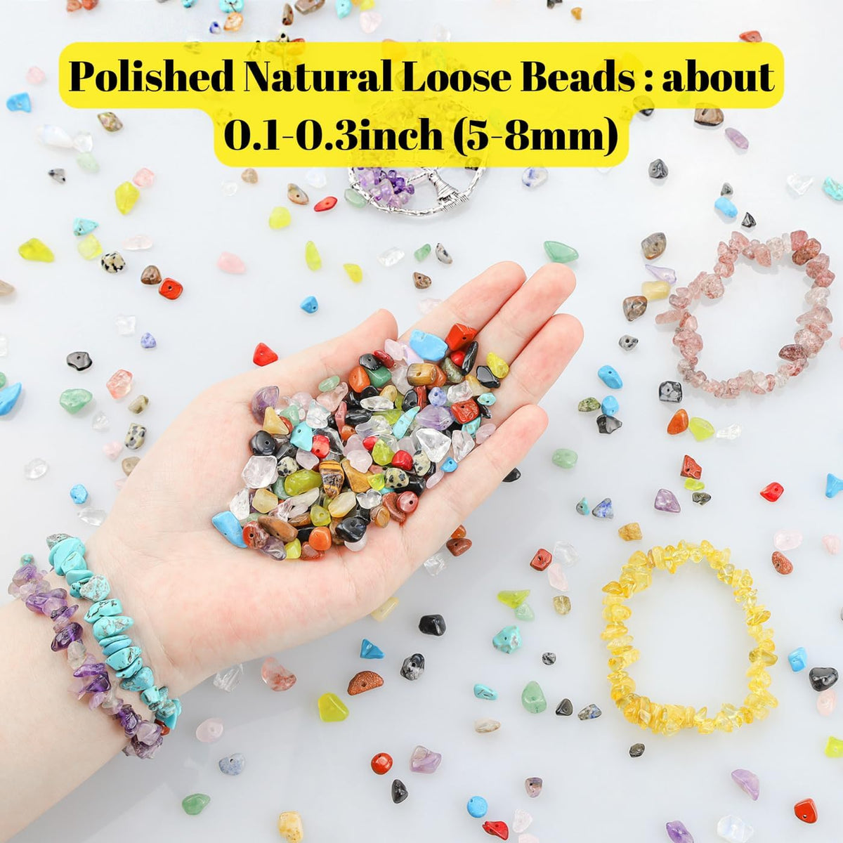 XIANNVXI Multicolor Crystal Beads Natural Chip Stone Beads 400Pcs Crystal Bead 5-8mm Irregular Healing Crystal Loose Rocks for DIY Jewelry Making