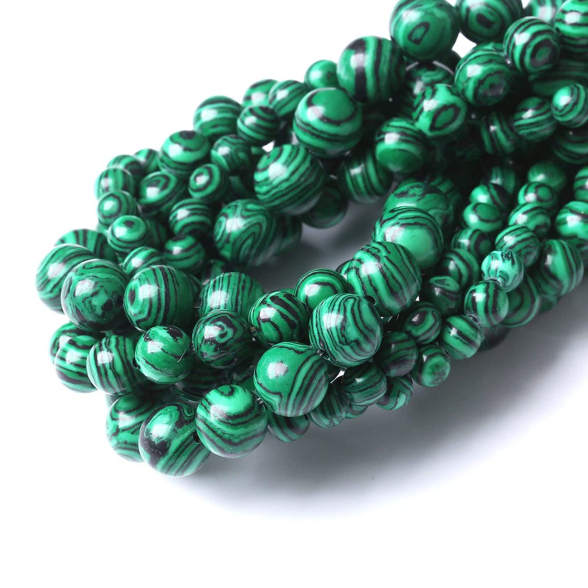 36PCS 10MM Green Malachite Round Loose Natural Gem Beads for Jewelry Making 15"
