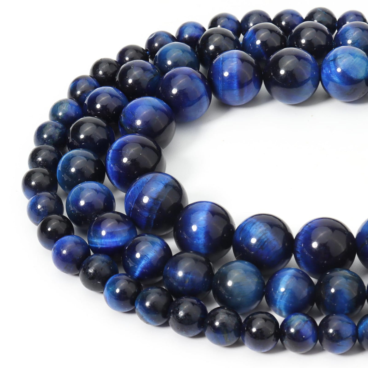 Siomia 60pcs 6mm Natural Blue Tiger Eye Gemstone Beads Energy Healing Crystal Round Loose Stone Beads for Jewelry Making, DIY Bracelets Necklaces