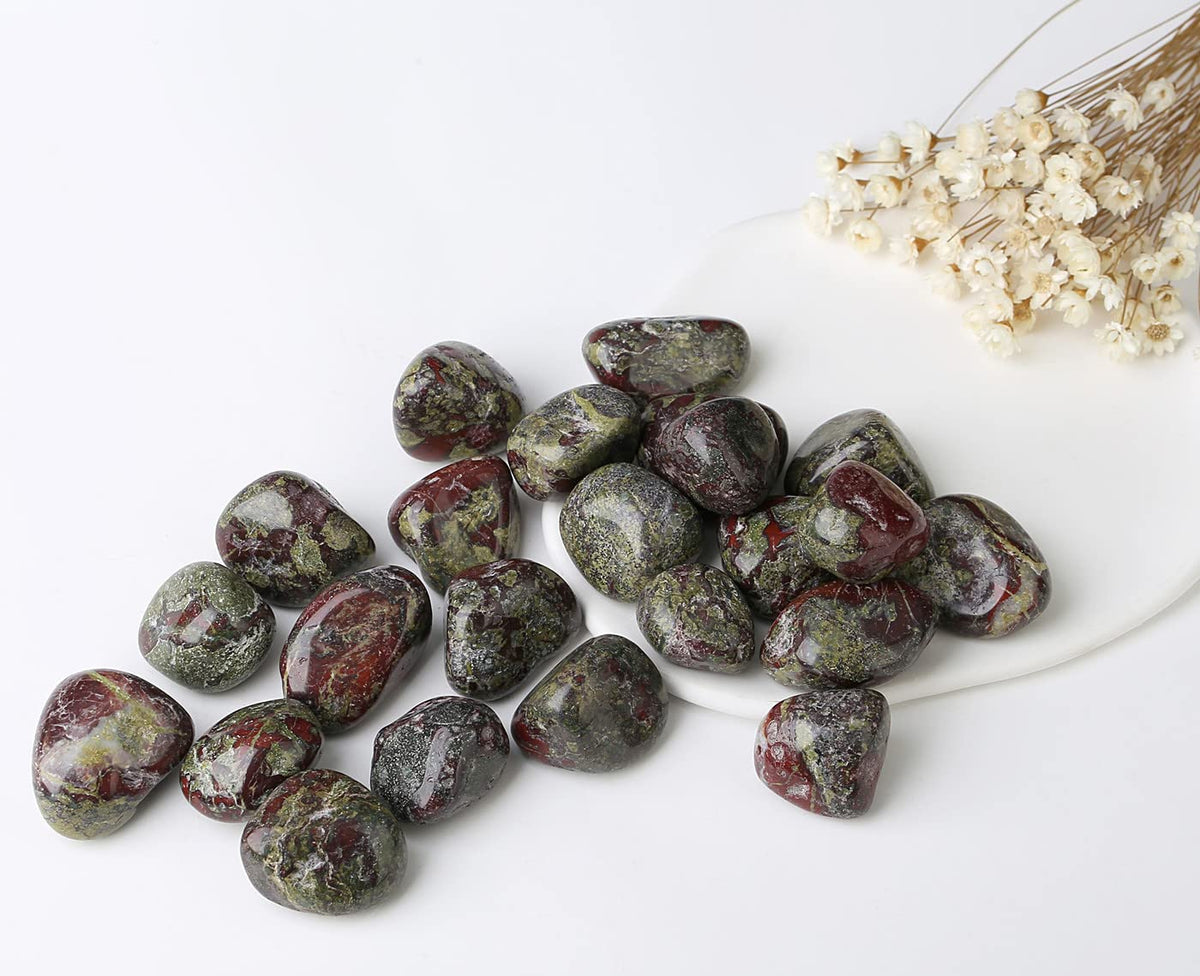 MAIBAOTA Dragon Bloodstone Tumbled Crystals Polished Stones Natural Gemstones Decorative Stones for Vase