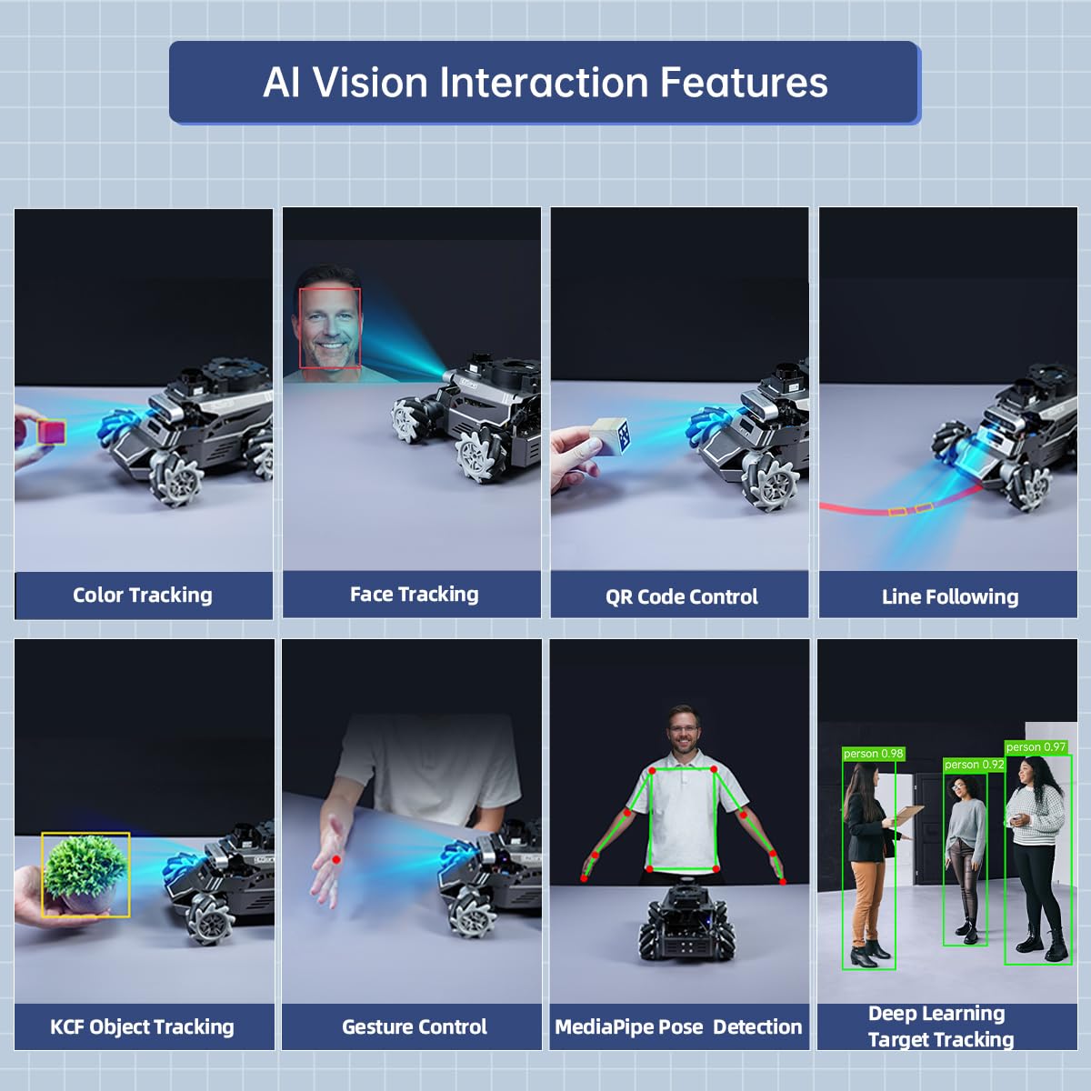 HIWONDER ROS2 Robot Car for Jetson RPi Gemini ChatGPT Large AI Models Depth Camera SLAM Mapping Autonomous Driving Programming Education 3-in-1 Chassis Car, ROSOrin Ultimate Kit & Jetson Orin Nano 8G