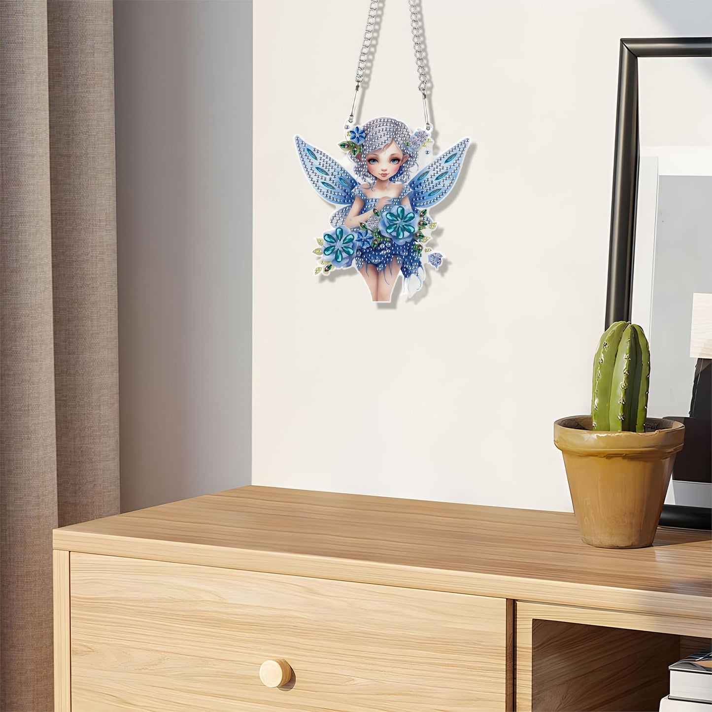 JZHYOAN Elf Diamond Art Kits Hanging Sign Gem Art Window Pendants Home Garden Wall Hanging Kits Hanging Diamonds Painting Pendant Cross Stitch Ornament Wall Hanging Acrylic Ornaments Craft
