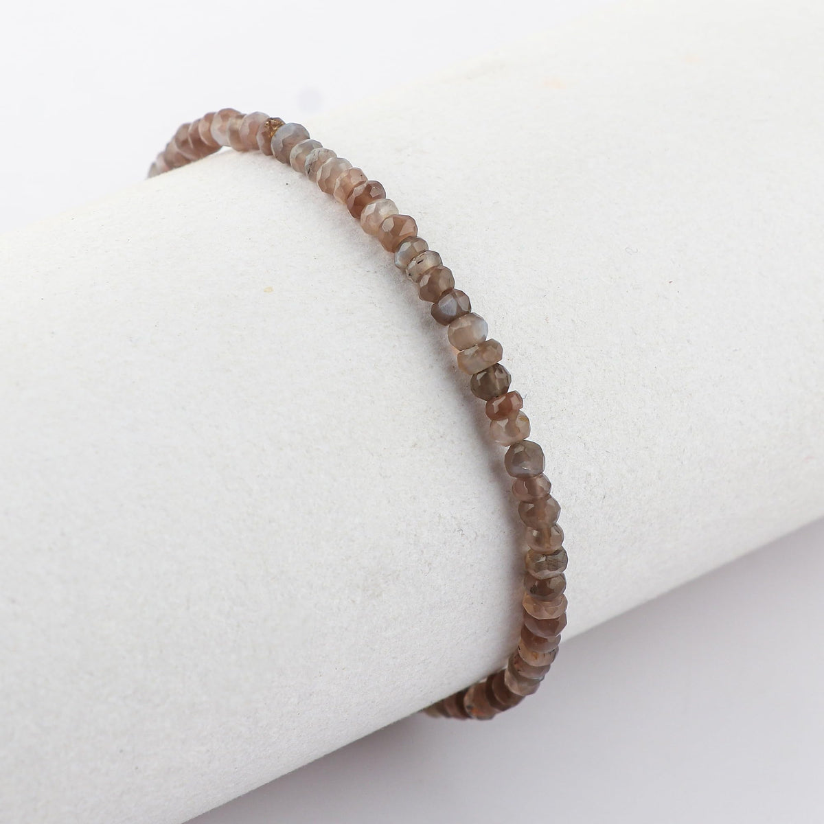 CRYSTALINES Natural Grey Moonstone Dainty Bracelets, Shaded Gemstones Beads, June Birthstone, Chakra Healing Crystals, Handmade Bracelet, Women Jewelry, Silver Chain, A Grade, 8"